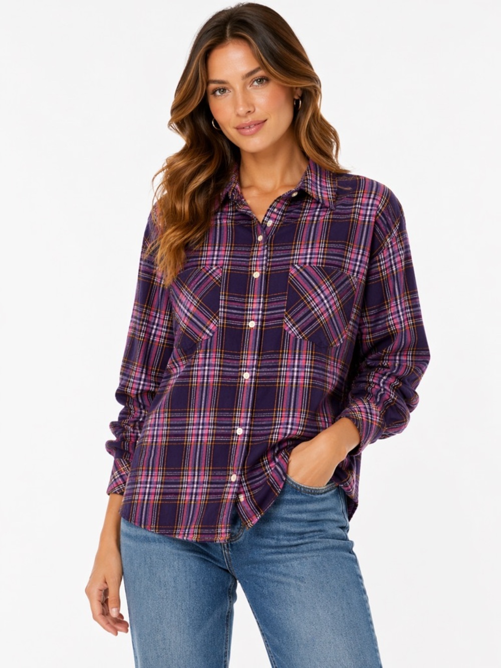 Highlander Flannel by Bud Berma Plaid Long Sleeve Button Up Shirt‎ Size Large